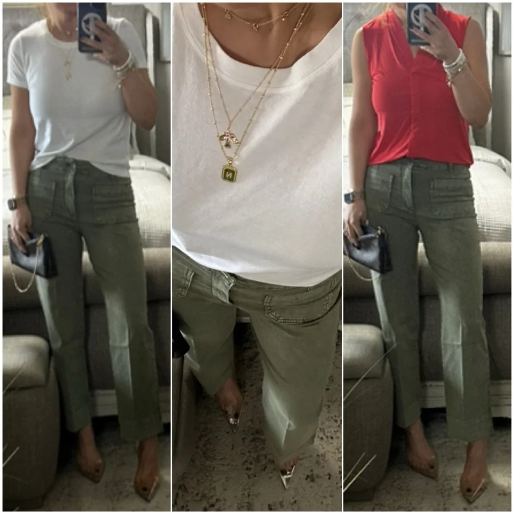 New๐ฉท Effortlessly Cool Olive Green Wide Leg Pants - Picture 3 of 9